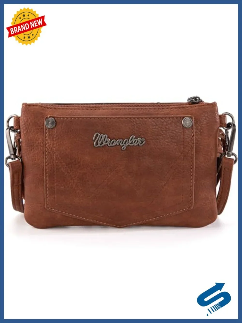 Faux Leather Crossbody Bag with Fringe Wristlet Purse